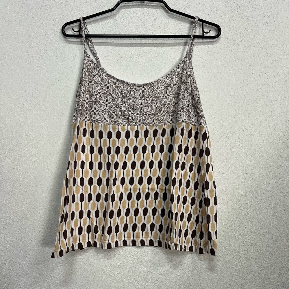 Caslon Geometric Patterned Camisole - Brown and Cream
